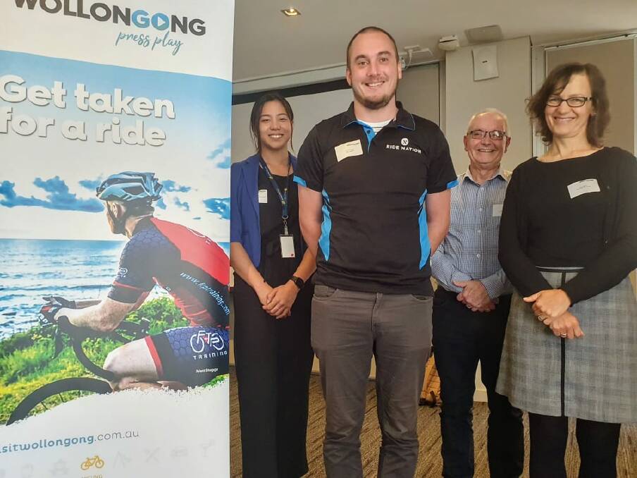 Vanessa Ng of the Cancer Council, Alex Meyland of Ride Nation, Stuart Barnes of Destination Wollongong and Carol Berry of the Disability Trust attended Monday's workshop.