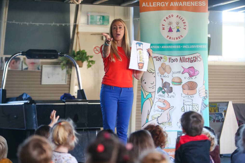 BIG IDEAS: Jackie Nevard teaches a group of preschoolers about food allergies ahead of Food Allergy Awareness Week. Picture: Adam McLean.
