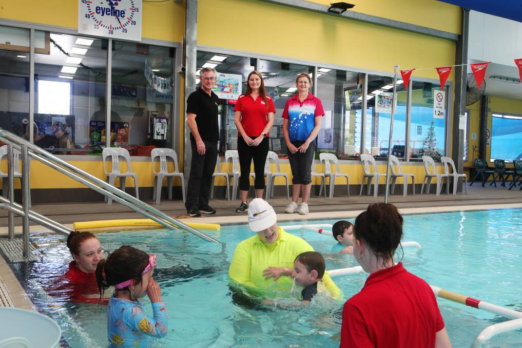 BIG SPLASH: Paul Shannon, head teacher of sport and recreation for TAFE southern region, Kristen Cantrill, TAFE teacher and Susie Mckeon at the McKeon Swim Centre. Picture: Sylvia Liber.