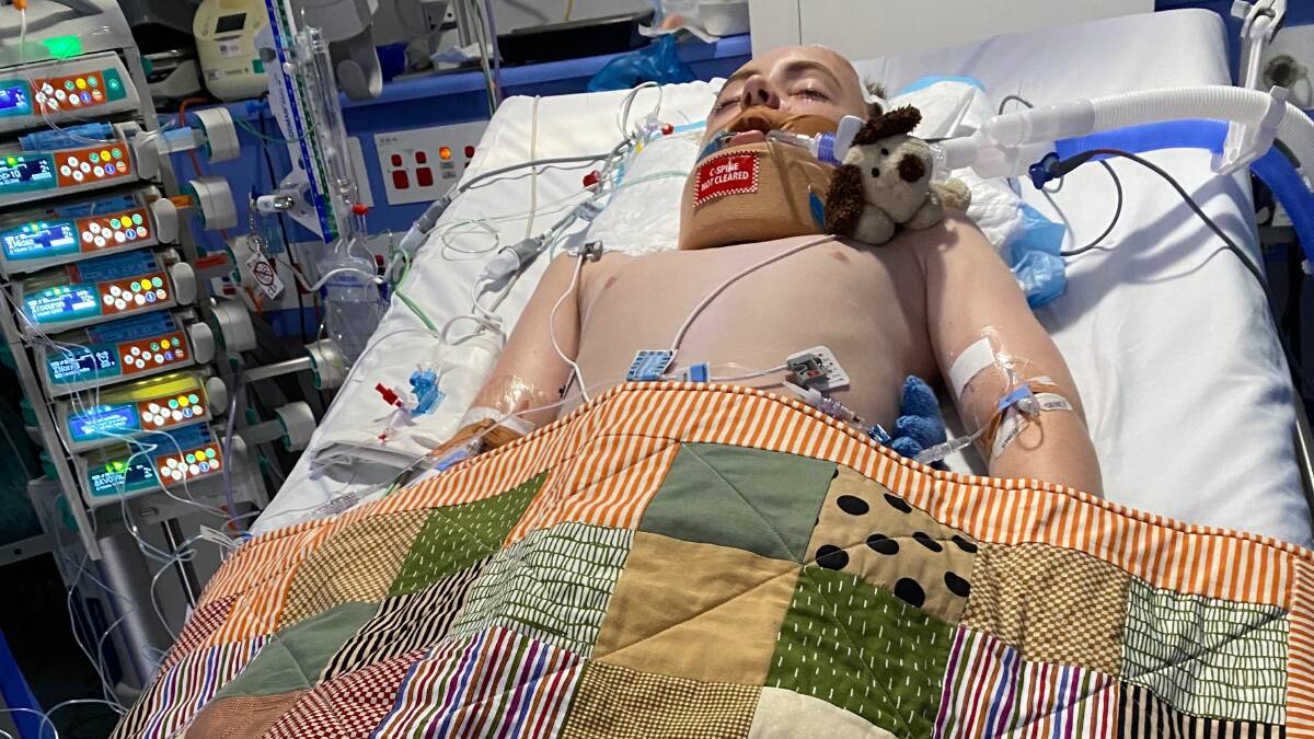 TRAGEDY: Tarj Baxter at Randwick Children's Hospital. His mum and dad have not left his side. Image supplied.