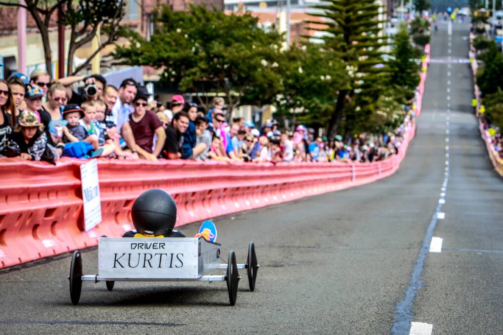 TAKEOFF: Georgia Matts captured this image at the Last Port Kembla Billy Cart Derby in 2015. Picture: Georgia Matts.