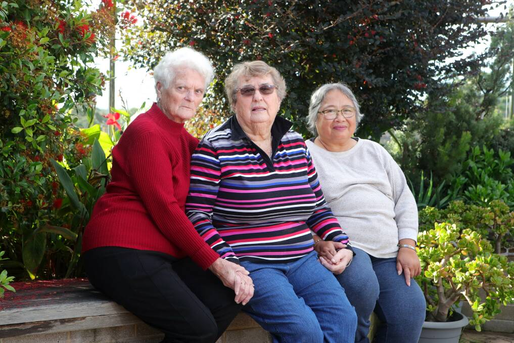 Margaret Dewhirst, Marjorie Bugby and Elizabeth Mion were shocked to hear Kiama Council would sell Blue Haven. Picture: Sylvia Liber.