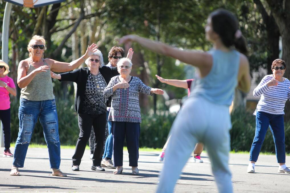 GROOVY: Wollongong seniors taking part in the Zumba at the Park at Berkeley Neighbourhood Centre that is part of the annual NSW Seniors Festival. Picture: Adam McLean