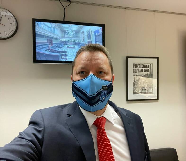 Wollongong MP Paul Scully awaits his COVID test results at NSW Parliament. Image supplied.