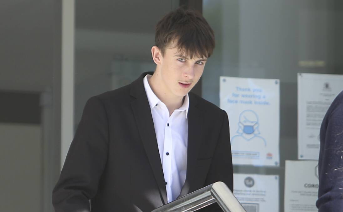 Dylan James Lewis leaves Wollongong Court after being sentenced on April 12. Picture: Anna Warr.