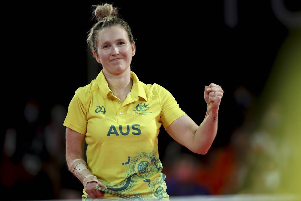 DREAM ACHIEVED: Melissa Tapper is guaranteed bronze medal in the women's team event and is a chance to play in the gold medal match. Picture: Getty Images