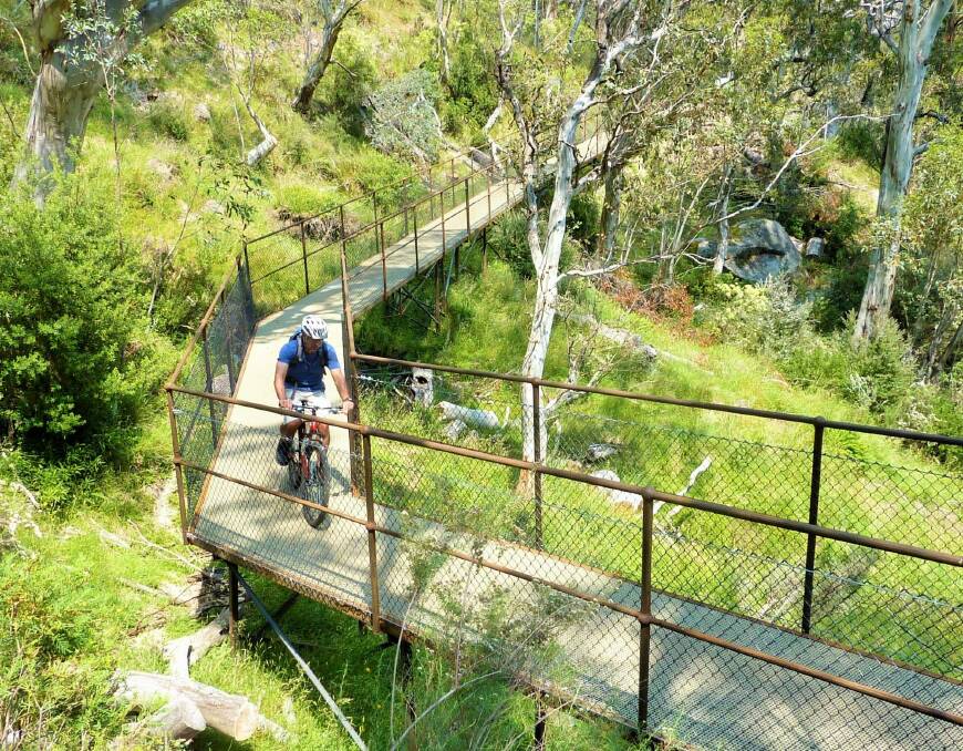 Riding along the Thredbo Valley Track. Photo: Tim the Yowie Man