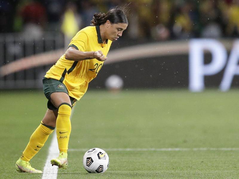 Sam Kerr trained on her own on Friday ahead of the Matildas' clash with the US on Saturday.