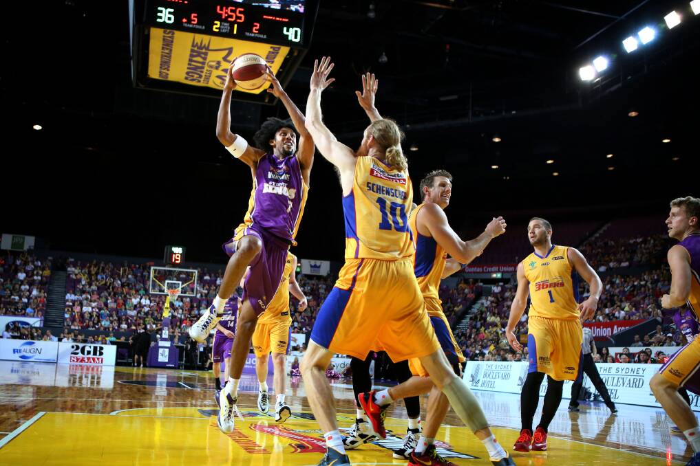 US import Josh Childress leads the charge for the Sydney Kings against the Adelaide 36ers on Sunday. Picture: JAMES ALCOCK