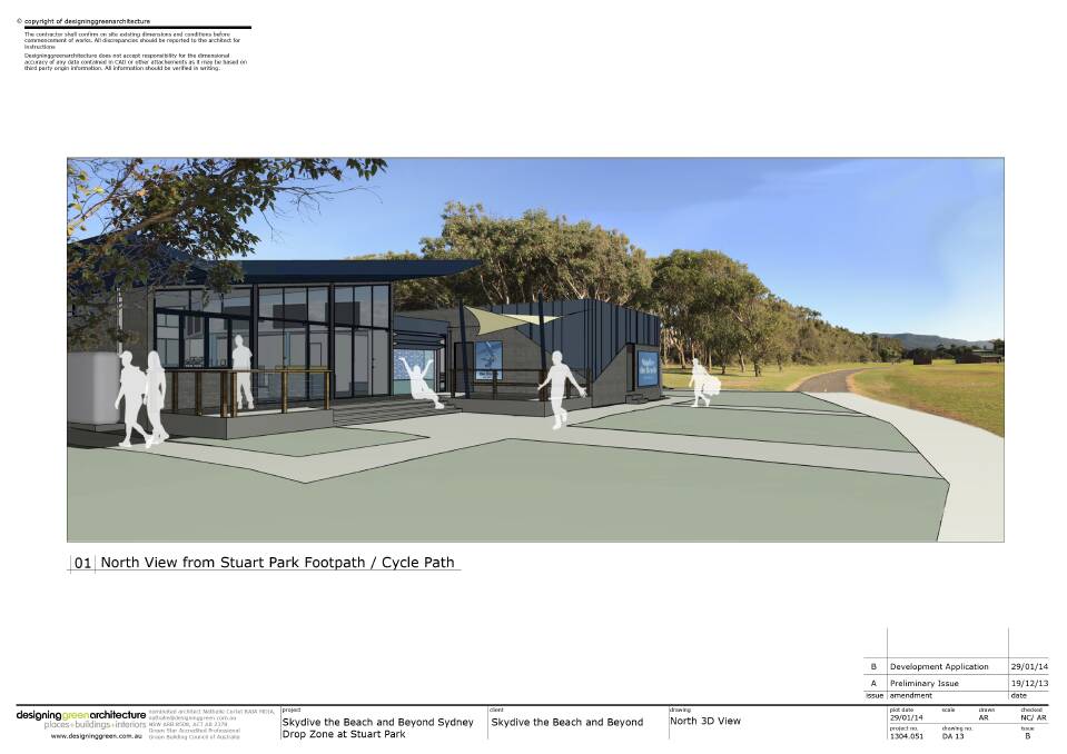 A community group wants to stop this proposed building for Skydive the Beach being built at Stuart Park.