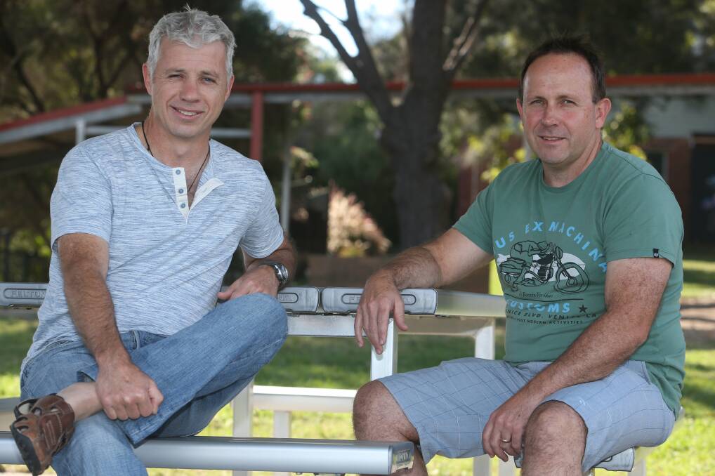 Shared interests: Fathers Keith Greenan and Scott Murray say raising gifted children is challenging and rewarding. Picture: ROBERT PEET