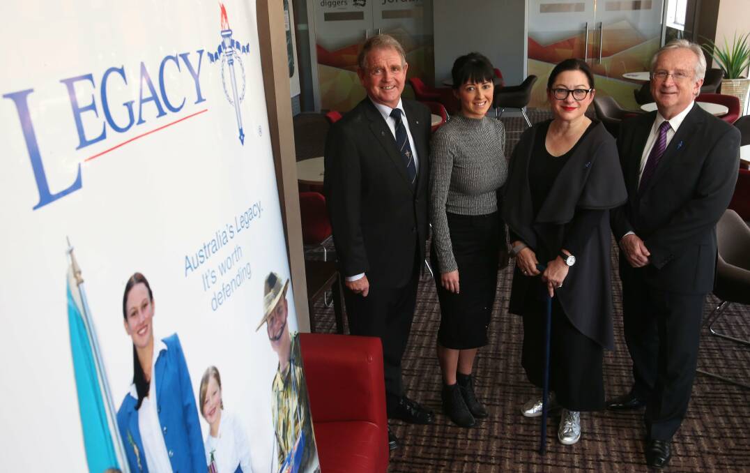 Phil McNamara, Jessie Feeney, Dr Gill Hicks and Bob Kotic at the business lunch on Friday. Picture: KIRK GILMOUR