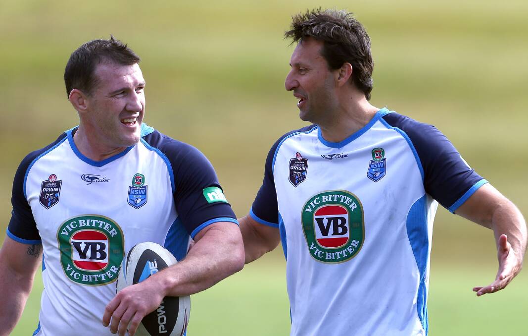 Captain Paul Gallen and coach Laurie Daley share their thoughts after a New South Wales training session this week. Picture: GETTY IMAGES