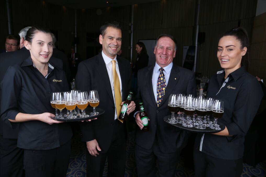 Amanda Benson, Warwick Shanks, Glenn Cooper and Courtney Tildsley at the first of a series of KPMG Wollongong business networking functions delivering useful tips to business people. Picture: GREG ELLIS