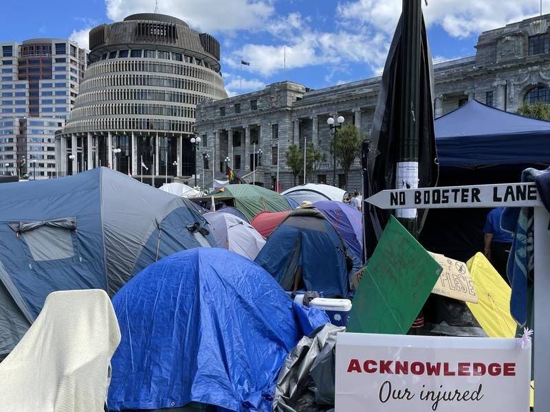 Anti-vaccine protests continue in Wellington, New Zealand have entered their 15th day.