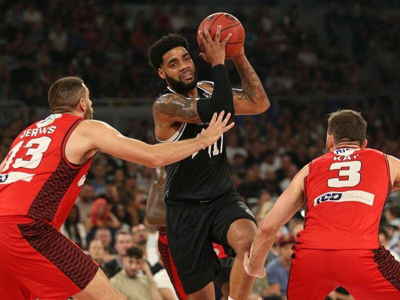 DJ Kennedy (C) has starred in Melbourne's game-two win to tie the NBL grand final series with Perth.
