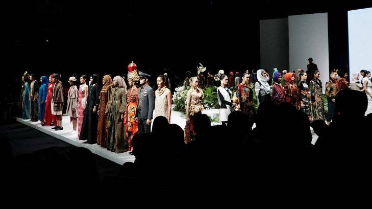 Models close a show at Indonesia Fashion Week in Jakarta, this week. Photo: Jefri Tarigan