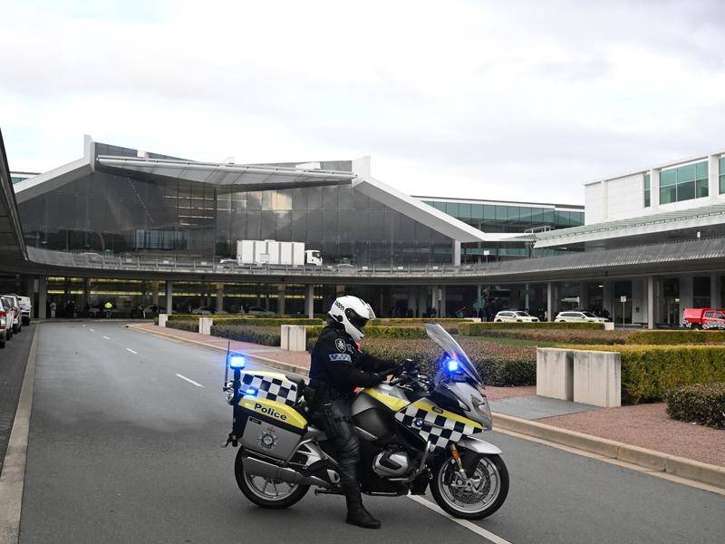 Police allege Ali Rachid Ammoun, 63, fired a number of shots from a handgun in Canberra Airport. (Mick Tsikas/AAP PHOTOS)
