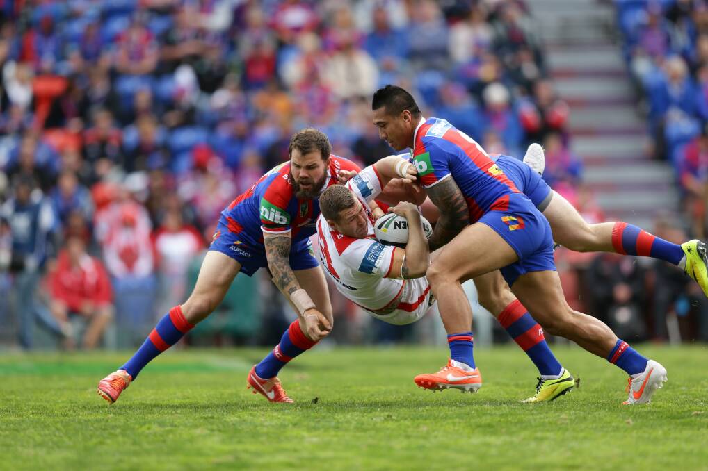 The steel town rivalry match between the Knights and the Dragons has been exported to Sydney.Picture: JONATHAN CARROLL