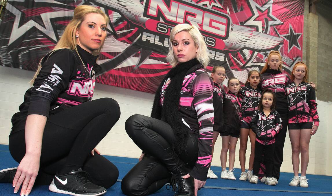 Heartbroken cheerleaders: NRG Studios co-owners Genevieve Anderson and Samantha Reis have discovered their school is one of at least 30 dance schools that have lost money after Sydney sprung-floor supplier Sportech Australia folded.Picture: GREG TOTMAN