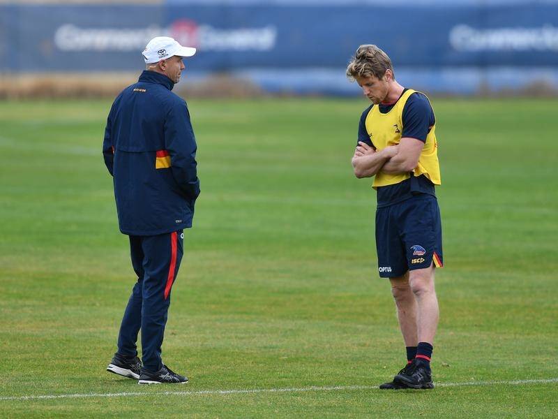 Captain Rory Sloane (r) is among under-performing senior Adelaide players says Mark Ricciuto.