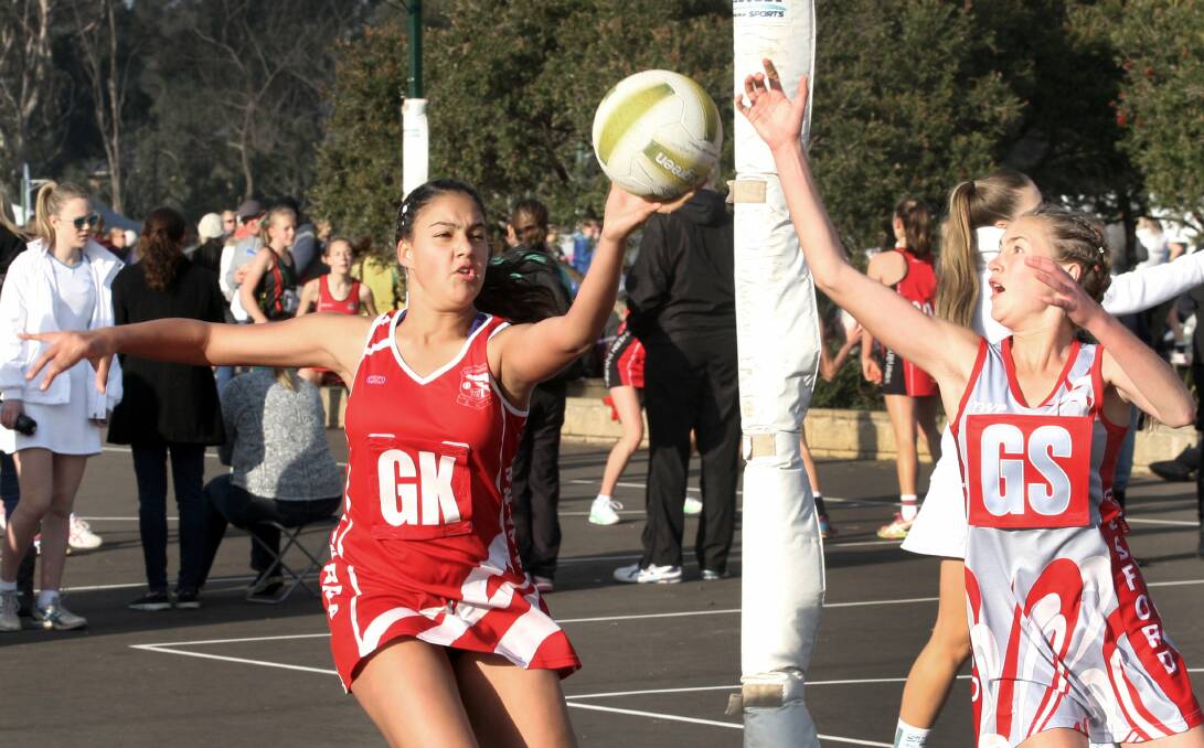 Mercury - Junior Sport - ILLAWARRA NETBALL. Picture of Illawarra 13's goal keeper Annaleise CHADRAWY during a match against Gosford at the State Age Championship in Baulkham Hills during the school holidays. The Illawarra 13's finished 3rd in the state. Date: 27th of June 2015