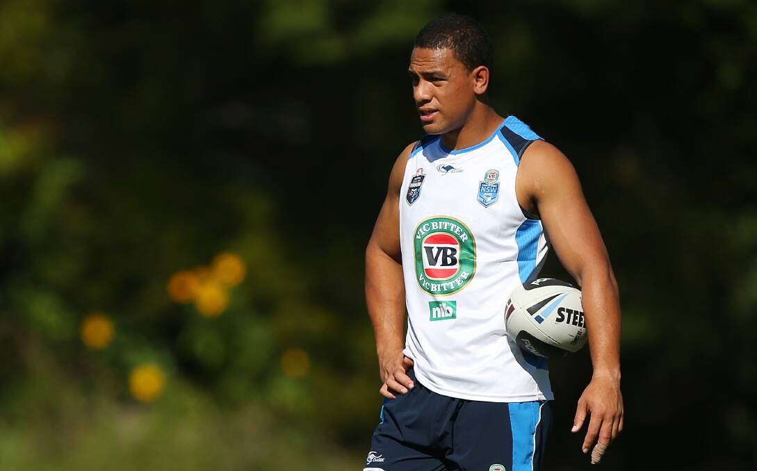 Will Hopoate looks on during the NSW Blues State of Origin training session. Picture: GETTY IMAGES