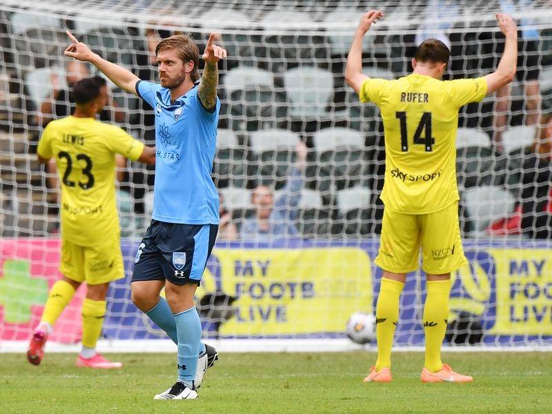 Luke Brattan scored one of two stunning Sydney FC goals in the win over Wellington in Wollongong.