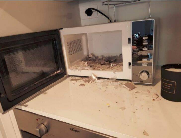 Mitchell Pritchard, of Bathurst, got a shock when his $99 ALDI microwave exploded.?? 