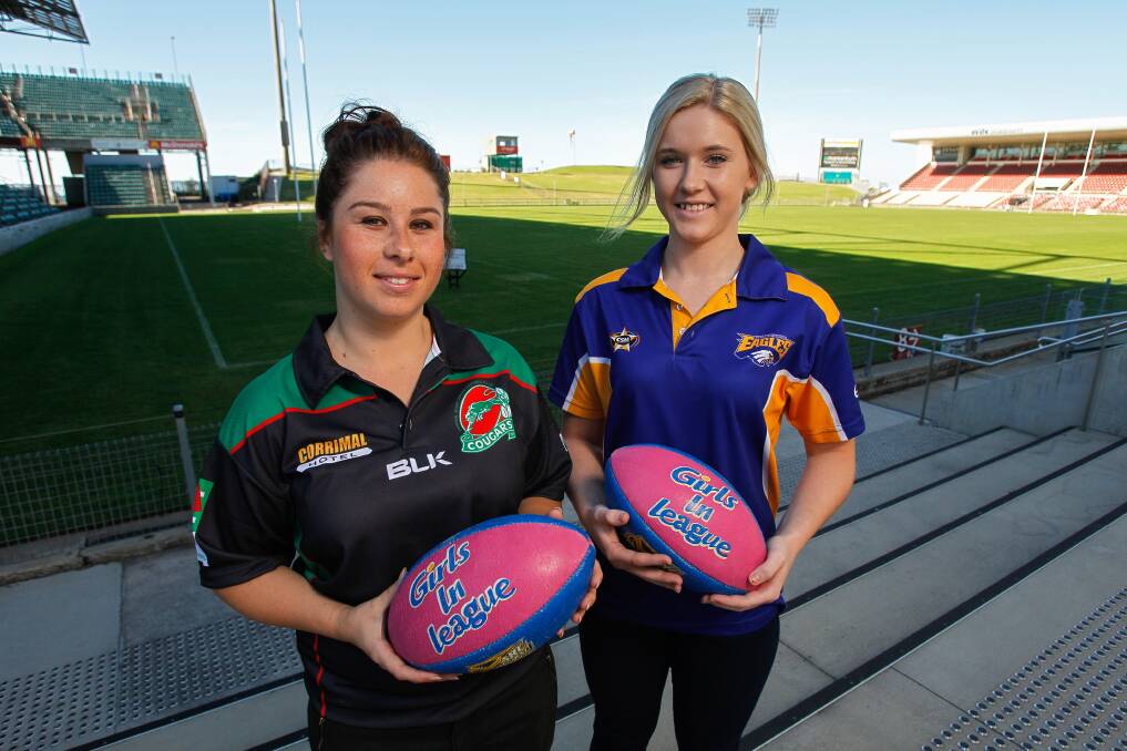 Cougar Jackie Percy (left) and Eagle Alysha Janssen will be playing at Noel Mulligan Oval this weekend. Picture: CHRISTOPHER CHAN