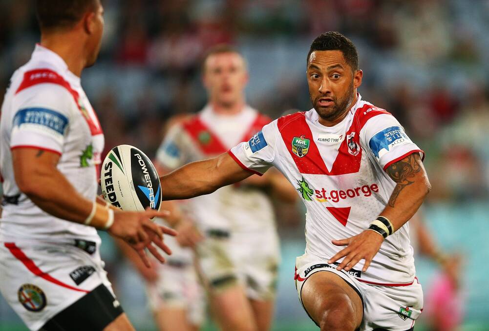 Benji Marshall received the ball 70 times for the Dragons in their loss to South Sydney on Monday night. Picture: GETTY IMAGES