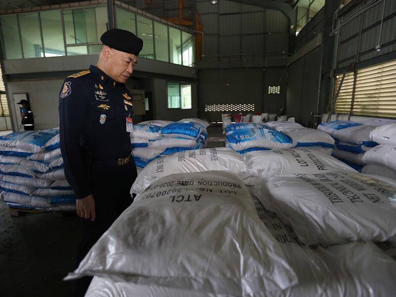 Thai authorities say 457 sacks of the illegal drug ketamine have been seized from a warehouse.