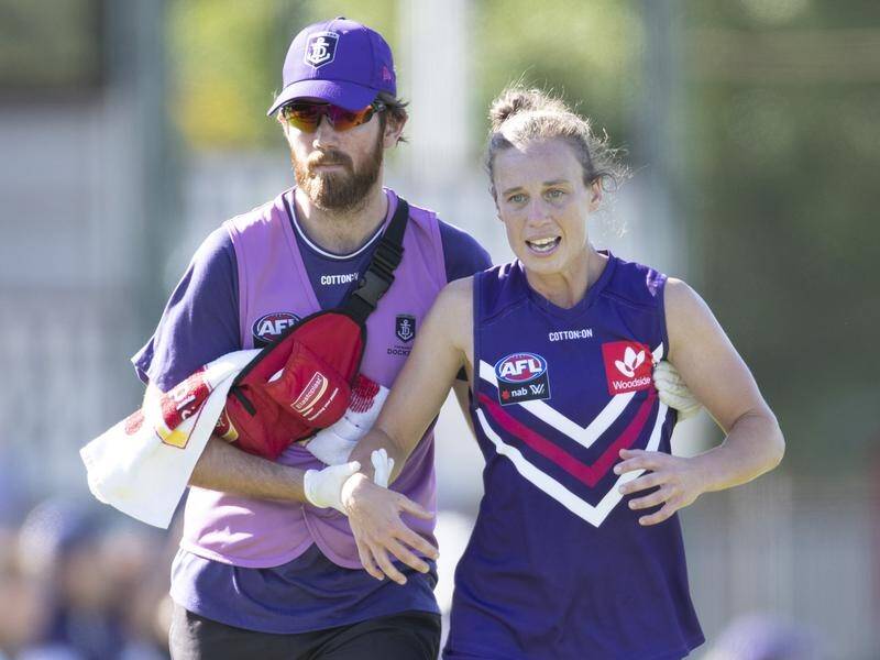 Brianna Moyes's AFLW season is over after rupturing knee ligaments against Collingwood.