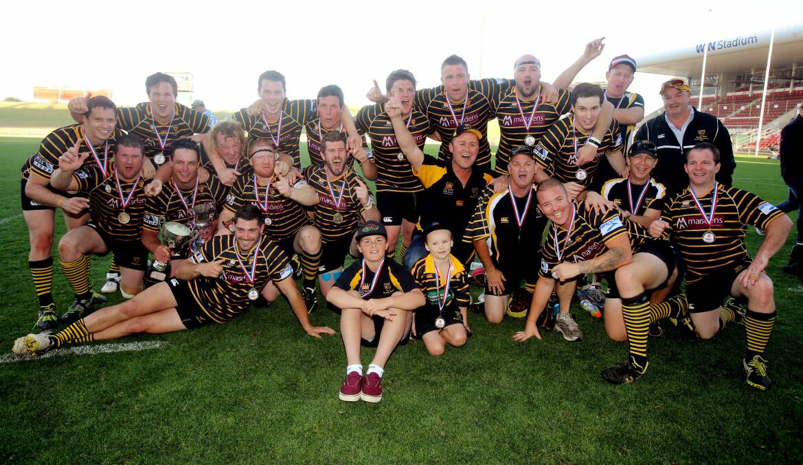 Camden players show their delight at winning the Illawarra rugby grand final over Avondale last year. Picture: ROBERT PEET