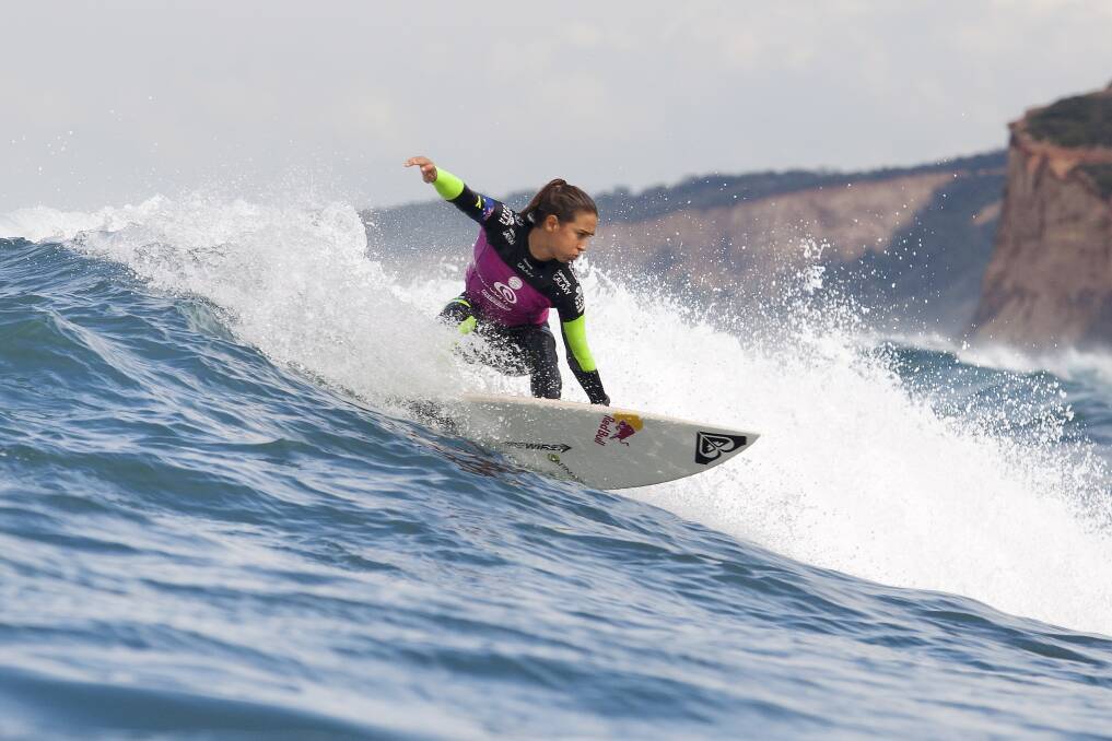 Sally Fitzgibbons at the world surfing tour event round-one heat at Bells Beach. Picture: KELLY CESTARI