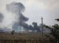 Plumes of black smoke have been seen in Hvardiyske, in the centre of Russian-controlled Crimea. (AP PHOTO)