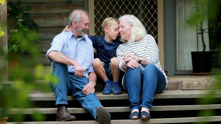 Christine and John Snelling with their grandson Cassius, who is six.
 Photo: Wayne Taylor