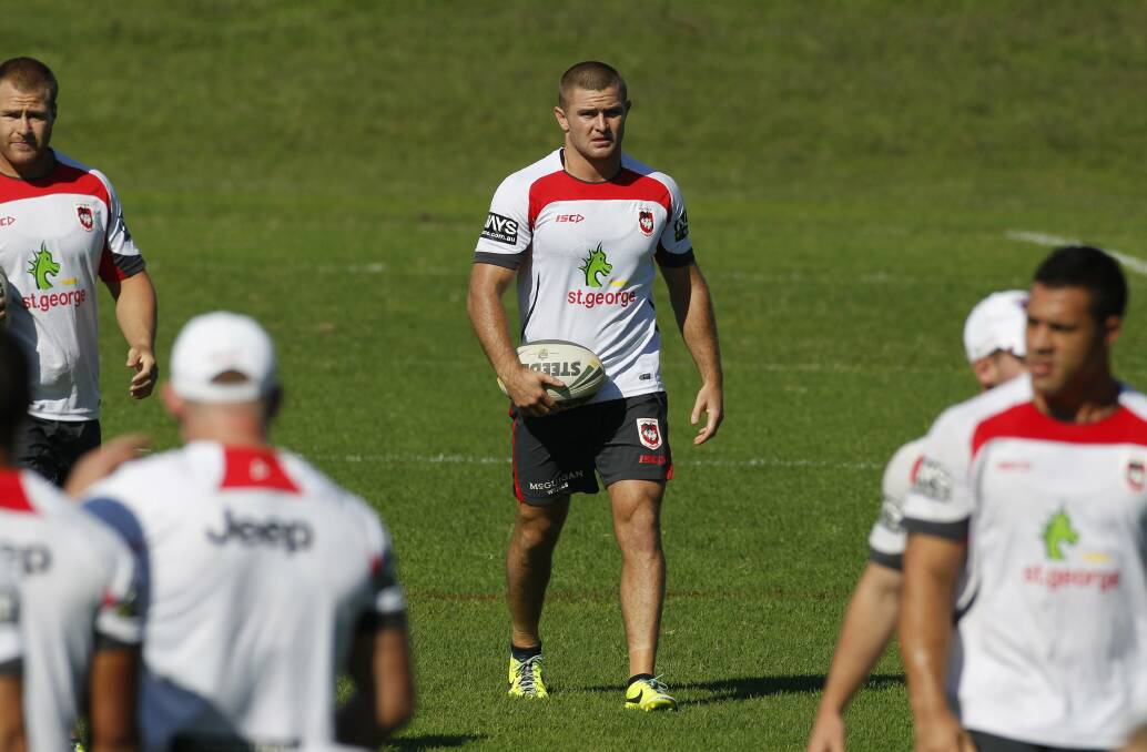 Mitch Rein with teammates at training on Wednesday at WIN Stadium. Picture: ANDY ZAKELI