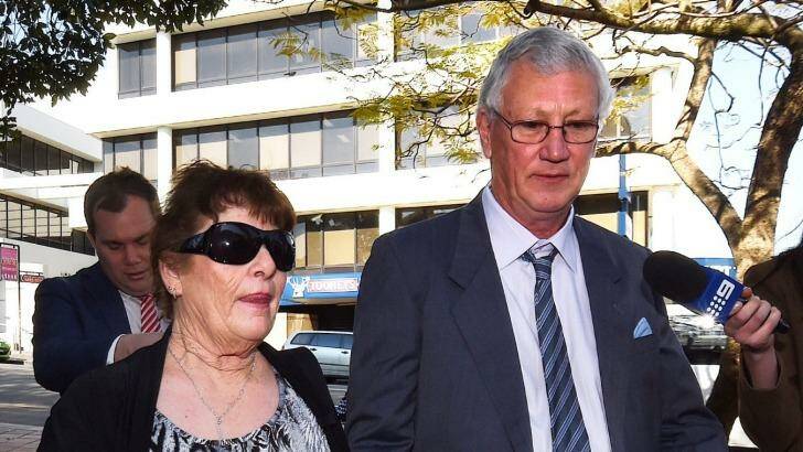 William Spedding (centre) with his wife Margaret Spedding (left) at Campbelltown Court. Photo: Kate Geraghty