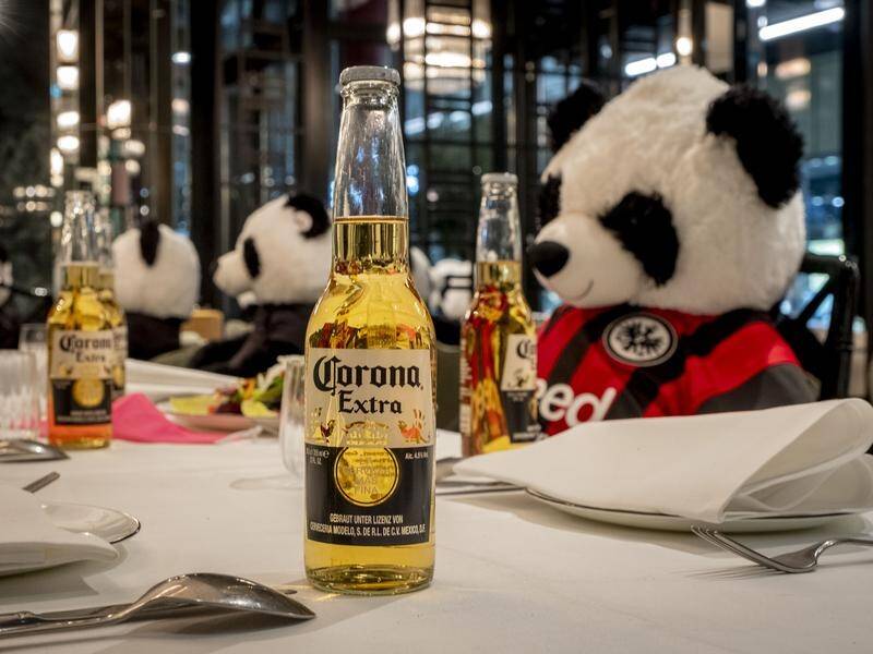 A closed restaurant in Germany has been filled with plush pandas and Corona beer bottles.