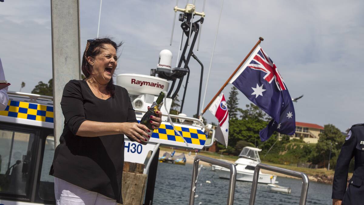 Shellharbour MP Anna Watson officially commissions the new rescue vessel. Picture: CHRISTOPHER CHAN