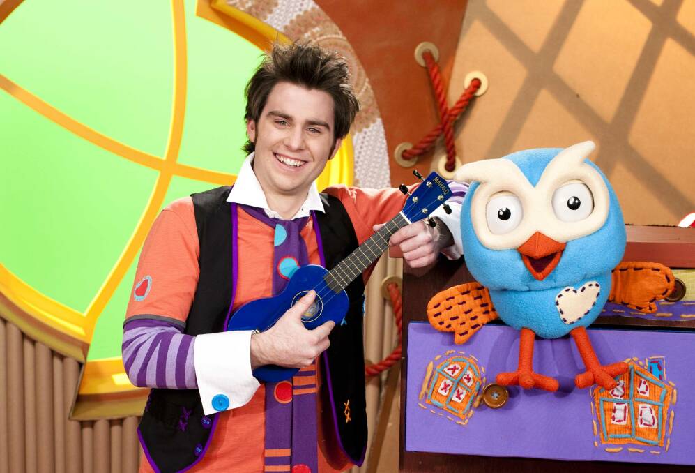 For a decade Jimmy Rees wore pyjamas-like oufits and hung out with an owl puppet for the ABC show 'Giggle and Hoot'. Supplied picture from 2013.