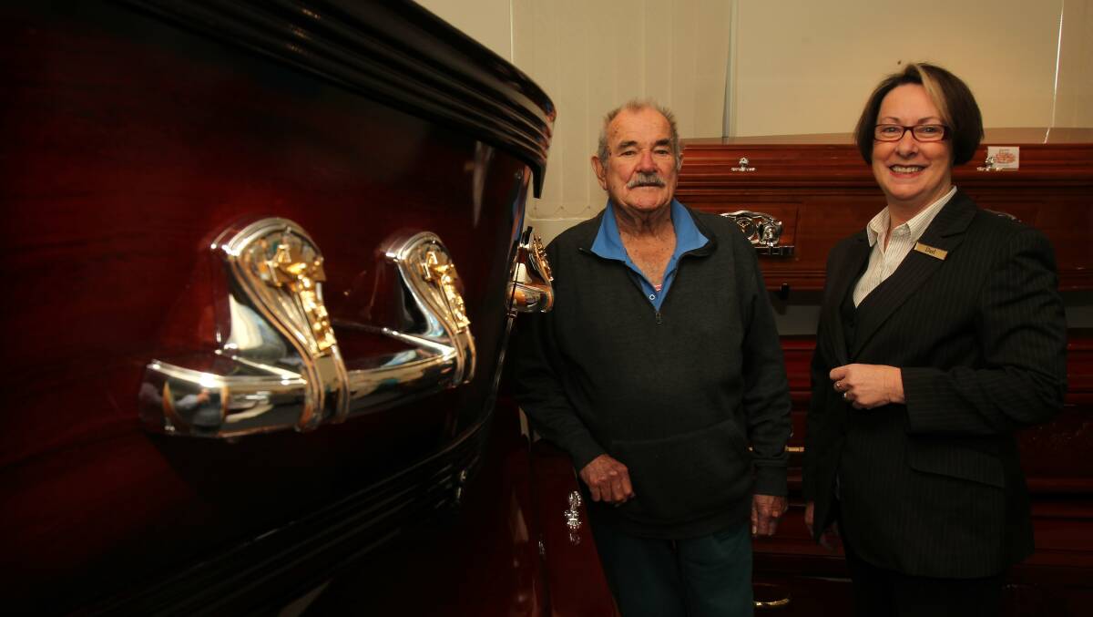 Geoffrey Mullinger and Dael Page at Rankins Funerals' open day. Picture: GREG TOTMAN