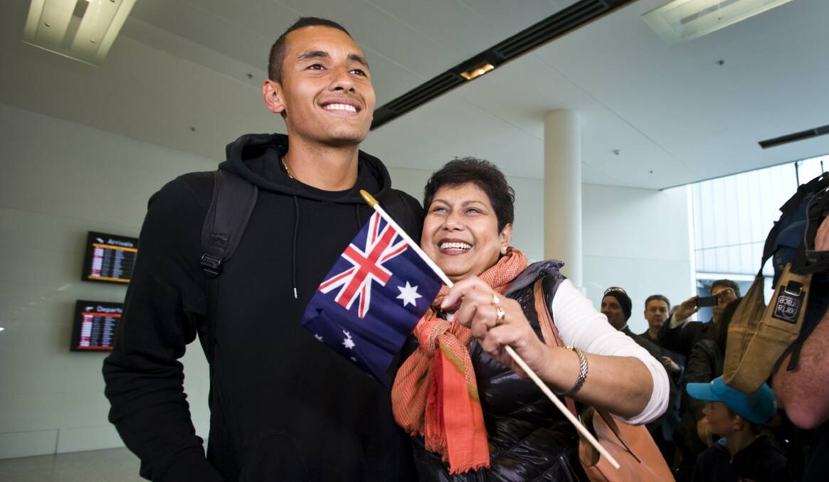 Australia's young gun Nick Kyrgios with his No 1 supporter, his mother Nill. Picture: ELESA KURTZ