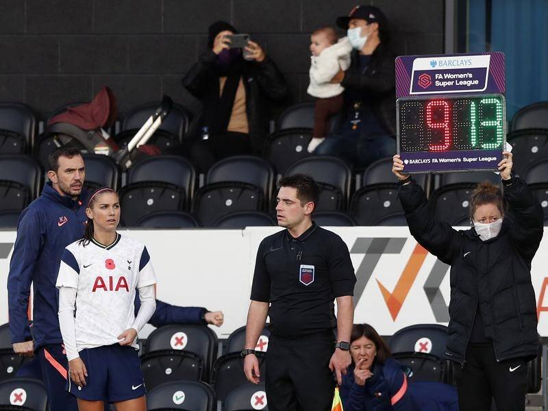 Tottenham's US star Alex Morgan comes on for her debut during the Super League draw with Reading.