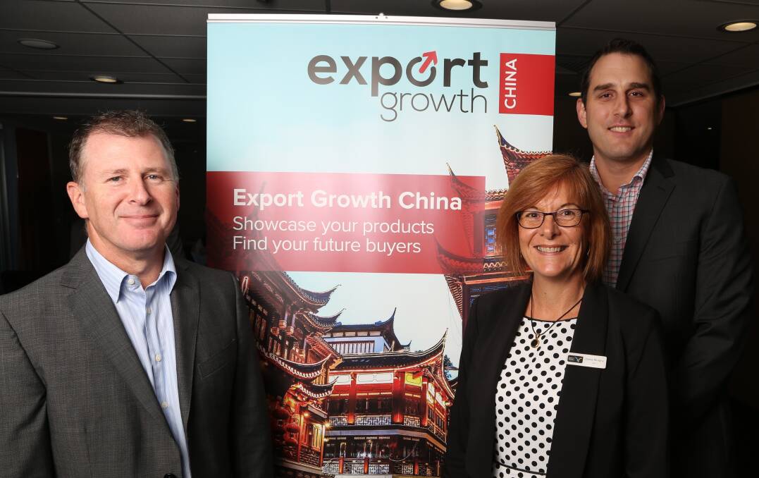 Optimistic: Bill Feld, Debra Murphy and Daniel Rowan at the NSW Business Chamber's seminar on doing business with China. Picture: GREG ELLIS