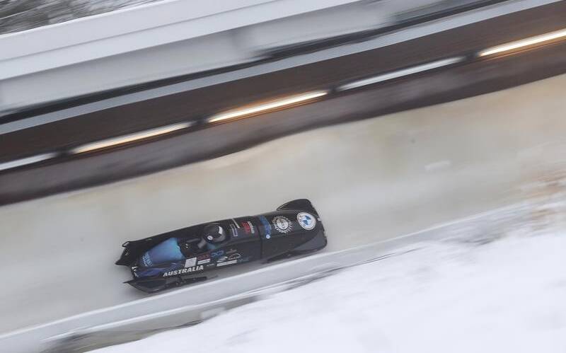 Bree Walker and Kiara Reddingius have high hopes in the two-woman bobsleigh at the Beijing Olympics. Picture: EPA