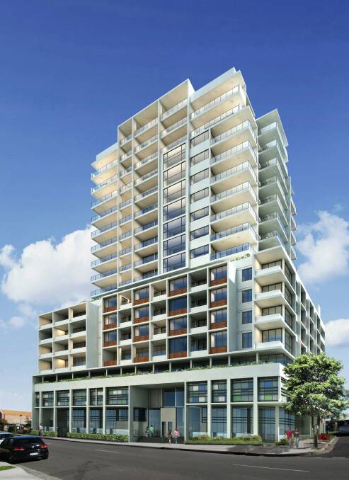 An impression of the mixed-use apartment block that replaces the low-cost rental housing proposal.