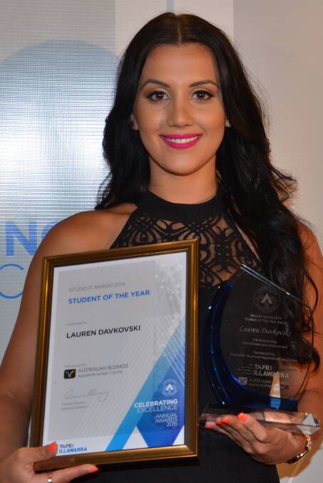 Outstanding: Lauren Davkovski, of Kiama Downs, is the 2015 TAFE Illawarra Student of the Year. Pictures by Your Photos by Jennie.
