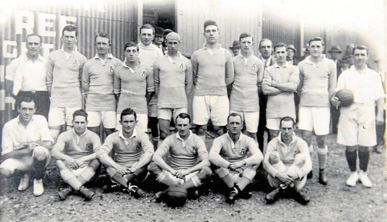 The Australian team which played China at Newcastle in 1923. Judy Masters, who captained Australia in 22 international games, was known for his agility and sportsmanship, and is pictured in the front row with the ball. Picture: Illawarra Remembers